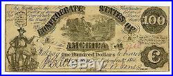1861 T-13 $100 The Confederate States of America Note CIVIL WAR Era