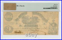1861 T-13 $100 The Confederate States of America Note CIVIL WAR Era PMG UNC 62
