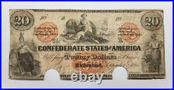 1861 T-19 $20 The Confederate States of America Note CIVIL WAR Era