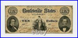 1861 T-25 $10 The Confederate States of America Note CIVIL WAR Era