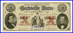 1861 T-26 $10 The Confederate States of America Note CIVIL WAR Era