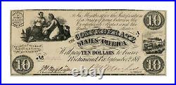 1861 T-28 $10 The Confederate States of America Note CIVIL WAR Era