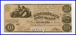 1861 T-28 $10 The Confederate States of America Note CIVIL WAR Era