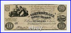 1861 T-28 $10 The Confederate States of America Note CIVIL WAR Era