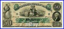 1861 T-6 $50 The Confederate States of America Note CIVIL WAR Era