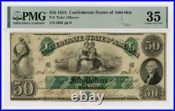 1861 T-6 $50 The Confederate States of America Note CIVIL WAR Era PMG VF 35 1861 T-6 $50 The Confederate States of America Note CIVIL WAR Era PMG VF 35