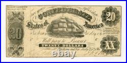 1861 T-9 $20 The Confederate States of America Note CIVIL WAR Era