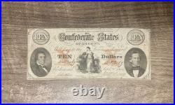 1861 Ten-Dollar $10 Confederate banknote Richmond Rare Civil War-Hope Anchor
