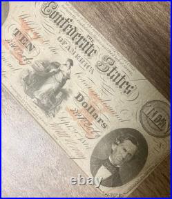 1861 Ten-Dollar $10 Confederate banknote Richmond Rare Civil War-Hope Anchor