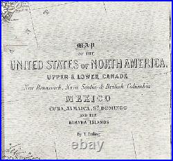 1861 United States Map Slave States Civil War Western Territories Confederate AZ