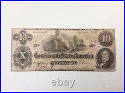 1862 $10 Confederate CIVIL War Currency- T 46 Ceres On Cotton Bale