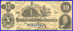 1862 $10 Confederate CIVIL War Currency- T-46 Ceres On Cotton Extremely Fine