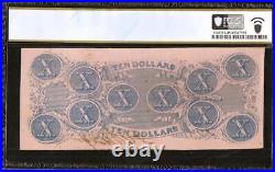 1862 $10 Dollar Confederate States Currency CIVIL War Note Money T-52 Pcgs 45