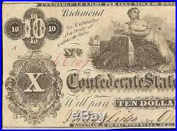 1862 $10 Enigmatical Issue Confederate States Currency CIVIL War Note Money T-46