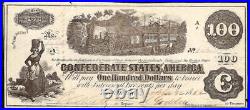 1862 $100 Bill Confederate States Currency CIVIL War Note Money Hundo T-40 Au