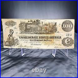 1862 $100 Bill Confederate States of America Richmond Civil War Era Currency