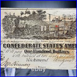 1862 $100 Bill Confederate States of America Richmond Civil War Era Currency