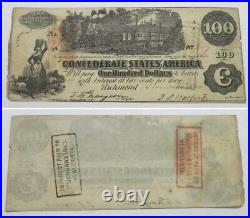 1862 $100 Civil War Confederate Note Bill, AU, T-39-290, #16197