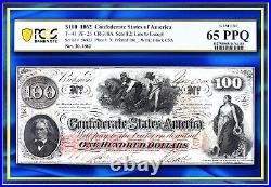 1862 $100 Confederate Currency T-41 PF-25 US CSA Civil-War Bank Note PCGS 65 PPQ