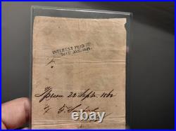 1862 $100 Confederate States America Train Paper Note Civil War Interest Stamp