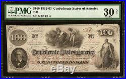 1862 $100 Confederate States Currency CIVIL War Cotton Hoer Note Money T-41 Pmg