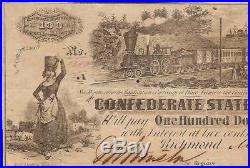 1862 $100 Dollar Bill Confederate States Currency CIVIL War Note Money T-39 Pcgs