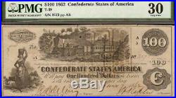 1862 $100 Dollar Bill Confederate States Currency CIVIL War Note Money T-39 Pmg
