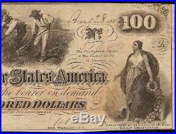 1862 $100 Dollar Confederate States Currency CIVIL War Hoer Note Paper Money T41