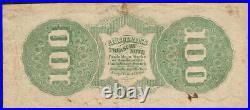 1862 $100 Dollar Confederate States Currency CIVIL War Note Money Better T-49