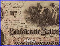 1862 $100 Dollar Confederate States Currency CIVIL War Note T-41 Pcgs 58 T Error