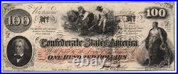 1862 $100 Dollar Confederate States Currency CIVIL War Slave Note