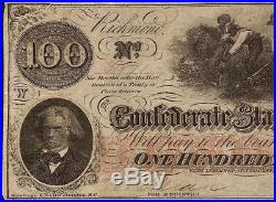 1862 $100 Dollar T Error Confederate States Currency CIVIL War Note Money T-41