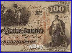 1862 $100 Dollar T Error Confederate States Currency CIVIL War Note Money T-41