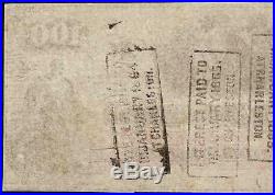 1862 $100 Full Hand Written Date Confederate States CIVIL War Note Money T-41