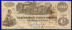 1862 $100 Manuscript Note Mobile Alabama Stamp Confederate States CIVIL War T-39