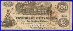 1862 $100 Manuscript Note Mobile Alabama Stamp Confederate States CIVIL War T-39