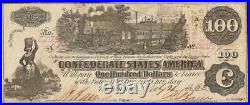 1862 $100 Manuscript Signed Confederate States Currency CIVIL War Note Money