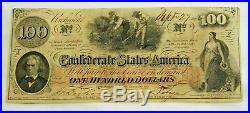 1862 $100 Richmond Confederate States of America Civil War Note Knoxville Stamp