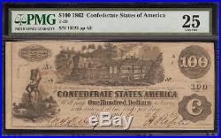 1862 $100 San Antonio Texas Stamp On T-39 Confederate States CIVIL War Note Pmg