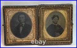 1862 1869 Civil War Era Ambrotype Tin Type Photo Of Confederate Soldier & Wife