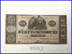 1862 $5 State of Missouri Civil War Confederate Banknote cd