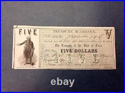 1862 $5 Texas Confederate Civil War Warrant for Military Service 1862 $5 Texas Confederate Civil War Warrant for Military Service