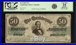 1862 $50 Dollar Bill Confederate States Currency CIVIL War Note Better T-50 Pcgs