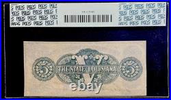 1862 Baton Rouge Louisiana Confederate States $5 Banknote Civil War, PCGS XF 45