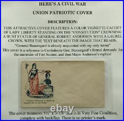 1862 CIVIL War Confederate General Beauregard/anderson Ft Sumter Patriotic Cover