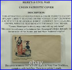 1862 CIVIL War Confederate General Beauregard/anderson Ft Sumter Patriotic Cover