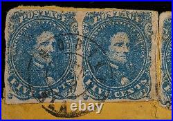 1862 CSA Scott #4 US Confederate Stamp 3 Pairs on Cover! RARE Civil War