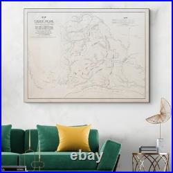 1862 Civil War Battle of Shiloh at Tennessee Union & Confederate Positions Map