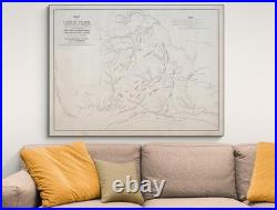 1862 Civil War Battle of Shiloh at Tennessee Union & Confederate Positions Map