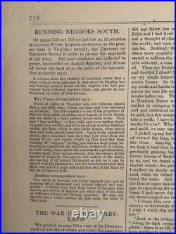 1862 Civil War Slavery Masses Driven South by Confederate Soldiers Hand Colored